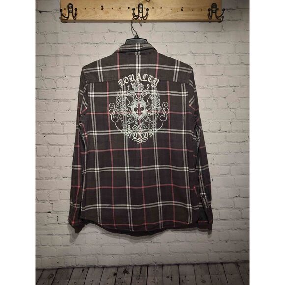 Express embroidered back button-down flannel large - Picture 1 of 4